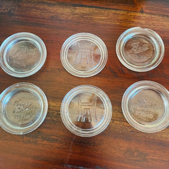 Vintage Glass Ball & Atlas Jar Lids Glass Canning Jar Lot of 6 - Picture 1 of 9